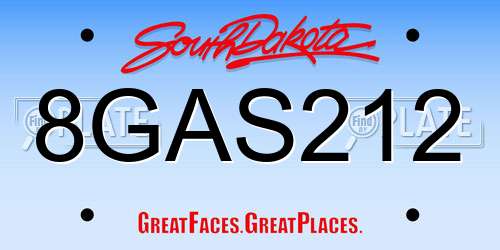 8GAS212 South Dakota License Plate