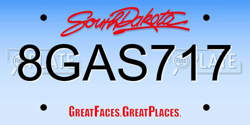 8GAS717 South Dakota License Plate