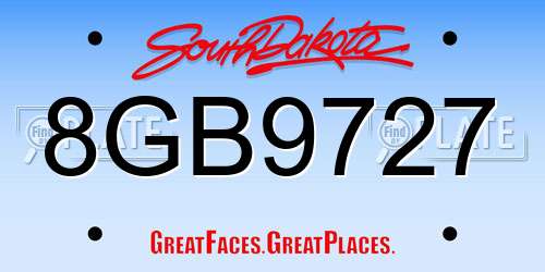 8GB9727 South Dakota License Plate
