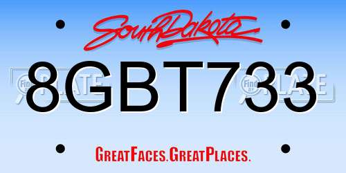 8GBT733 South Dakota License Plate