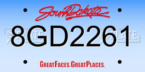 8GD2261 South Dakota License Plate