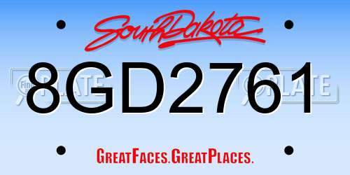 8GD2761 South Dakota License Plate