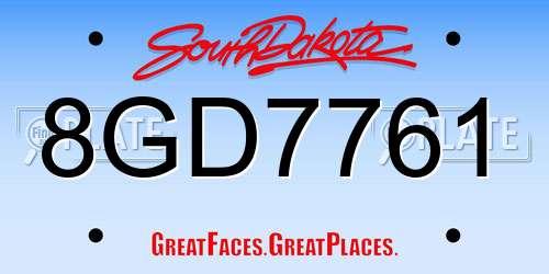 8GD7761 South Dakota License Plate
