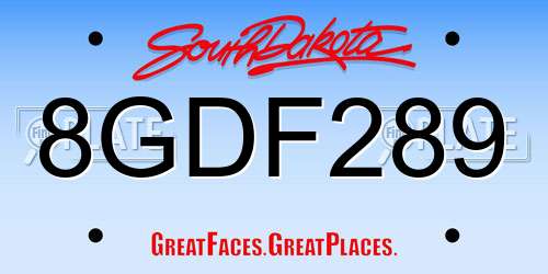 8GDF289 South Dakota License Plate