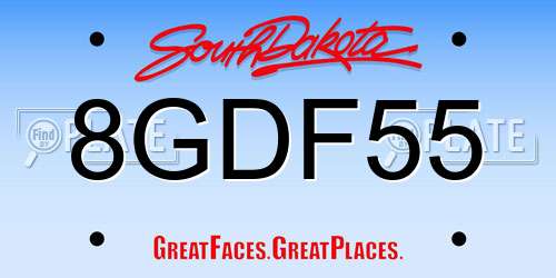 8GDF55 South Dakota License Plate