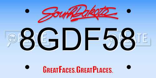 8GDF58 South Dakota License Plate