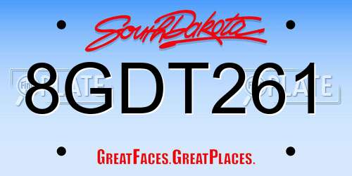 8GDT261 South Dakota License Plate