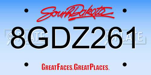 8GDZ261 South Dakota License Plate