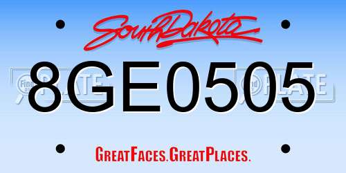 8GE0505 South Dakota License Plate