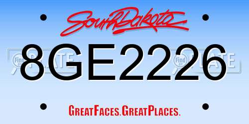 8GE2226 South Dakota License Plate