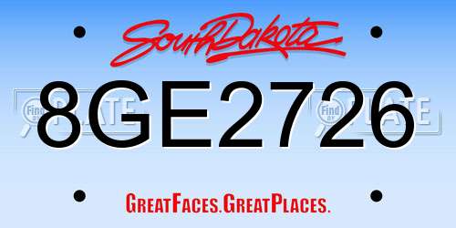 8GE2726 South Dakota License Plate
