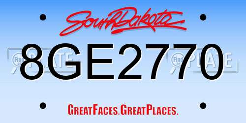 8GE2770 South Dakota License Plate