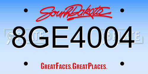 8GE4004 South Dakota License Plate
