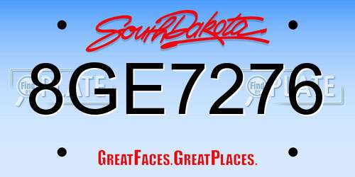 8GE7276 South Dakota License Plate