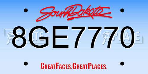 8GE7770 South Dakota License Plate