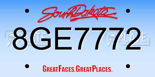 8GE7772 South Dakota License Plate