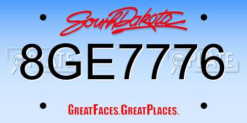 8GE7776 South Dakota License Plate