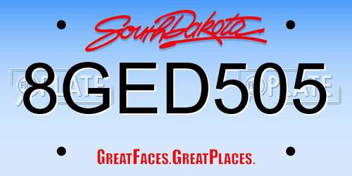 8GED505 South Dakota License Plate