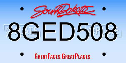 8GED508 South Dakota License Plate