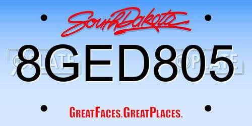 8GED805 South Dakota License Plate