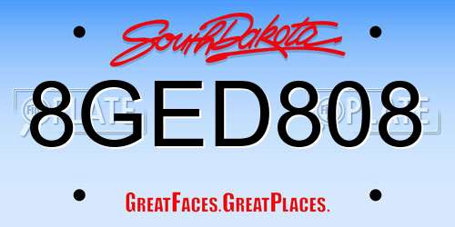 8GED808 South Dakota License Plate