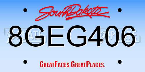 8GEG406 South Dakota License Plate