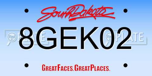 8GEK02 South Dakota License Plate
