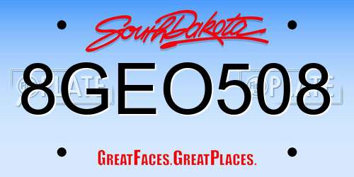 8GEO508 South Dakota License Plate