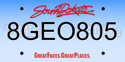 8GEO805 South Dakota License Plate