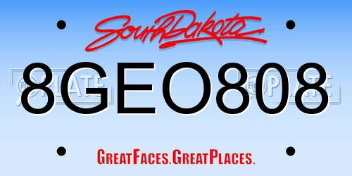 8GEO808 South Dakota License Plate