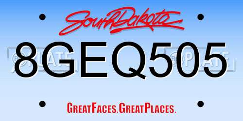 8GEQ505 South Dakota License Plate
