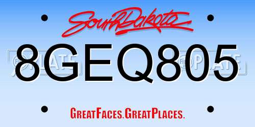 8GEQ805 South Dakota License Plate