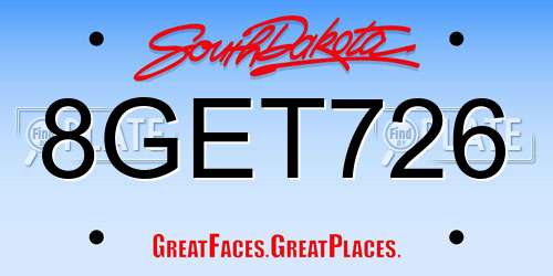 8GET726 South Dakota License Plate