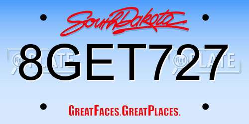 8GET727 South Dakota License Plate