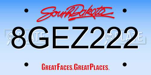 8GEZ222 South Dakota License Plate