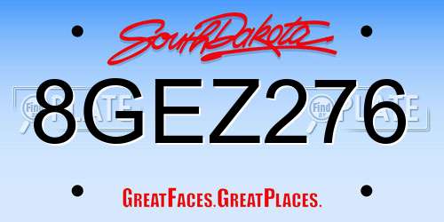 8GEZ276 South Dakota License Plate