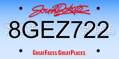 8GEZ722 South Dakota License Plate