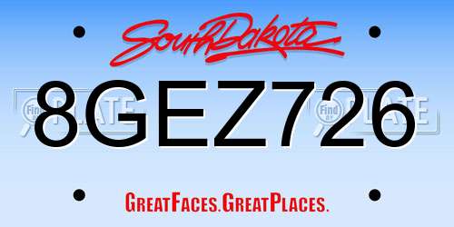 8GEZ726 South Dakota License Plate