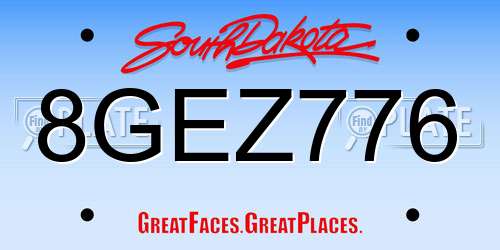 8GEZ776 South Dakota License Plate
