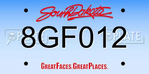 8GF012 South Dakota License Plate