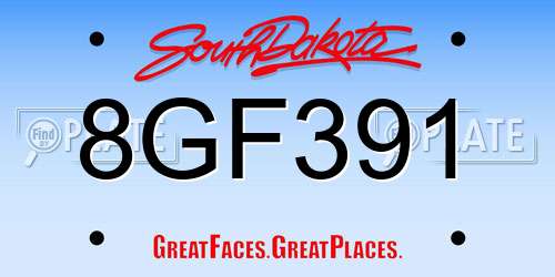 8GF391 South Dakota License Plate