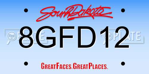8GFD12 South Dakota License Plate