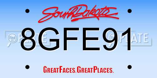 8GFE91 South Dakota License Plate