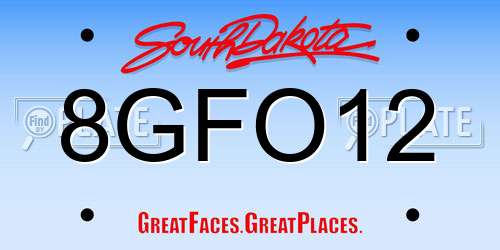 8GFO12 South Dakota License Plate
