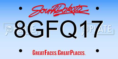 8GFQ17 South Dakota License Plate