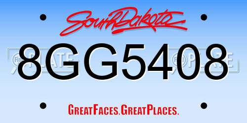 8GG5408 South Dakota License Plate