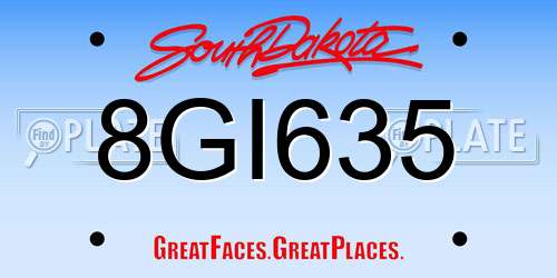 8GI635 South Dakota License Plate