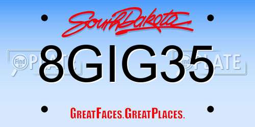 8GIG35 South Dakota License Plate