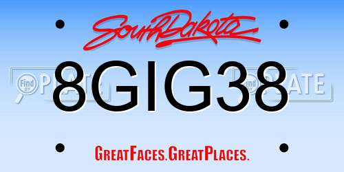 8GIG38 South Dakota License Plate