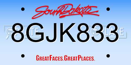 8GJK833 South Dakota License Plate